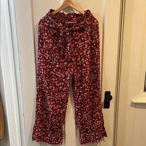 Abercrombie & Fitch Floral Wide Leg Pants - Red